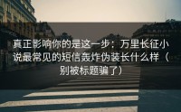 真正影响你的是这一步：万里长征小说最常见的短信轰炸伪装长什么样（别被标题骗了）