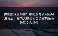 微密圈深度揭秘：维密友免费观看风波背后，圈内人在公司会议室的角色极其令人意外