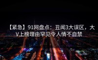 【紧急】91网盘点：丑闻3大误区，大V上榜理由罕见令人情不自禁