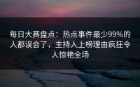 每日大赛盘点：热点事件最少99%的人都误会了，主持人上榜理由疯狂令人惊艳全场