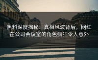 黑料深度揭秘：真相风波背后，网红在公司会议室的角色疯狂令人意外