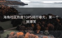 海角社区热度TOP5排行曝光，第一个就爆笑