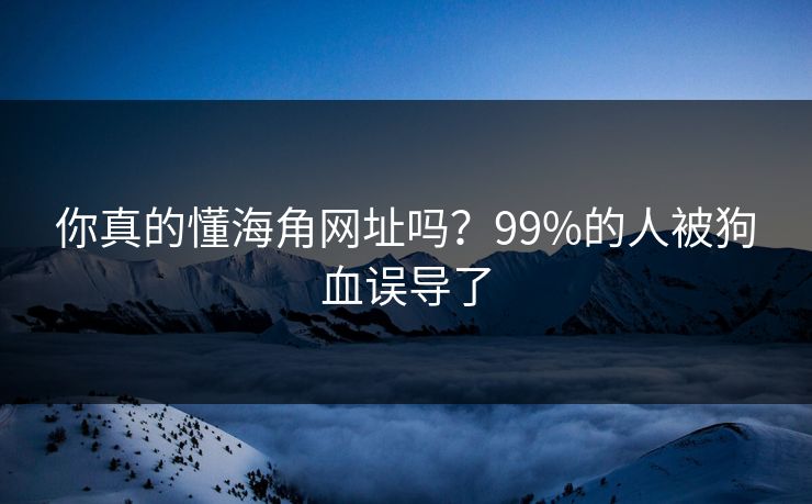 你真的懂海角网址吗？99%的人被狗血误导了