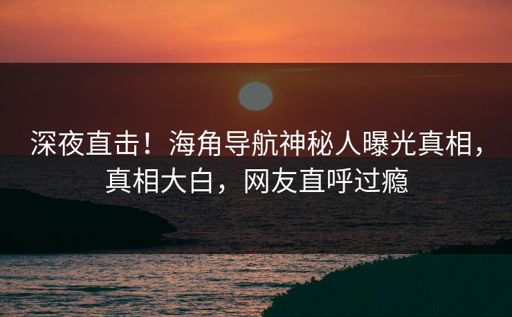深夜直击！海角导航神秘人曝光真相，真相大白，网友直呼过瘾