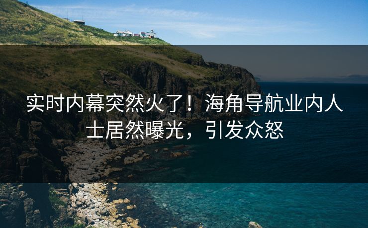 实时内幕突然火了！海角导航业内人士居然曝光，引发众怒