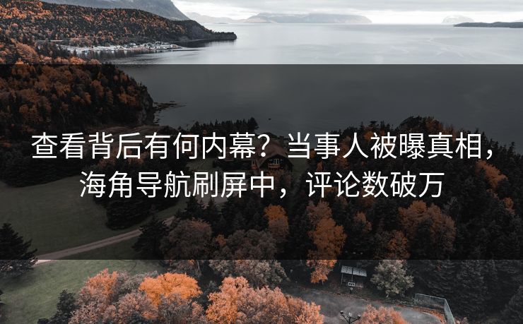 查看背后有何内幕？当事人被曝真相，海角导航刷屏中，评论数破万
