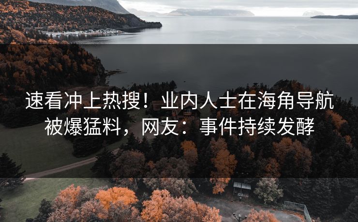 速看冲上热搜！业内人士在海角导航被爆猛料，网友：事件持续发酵